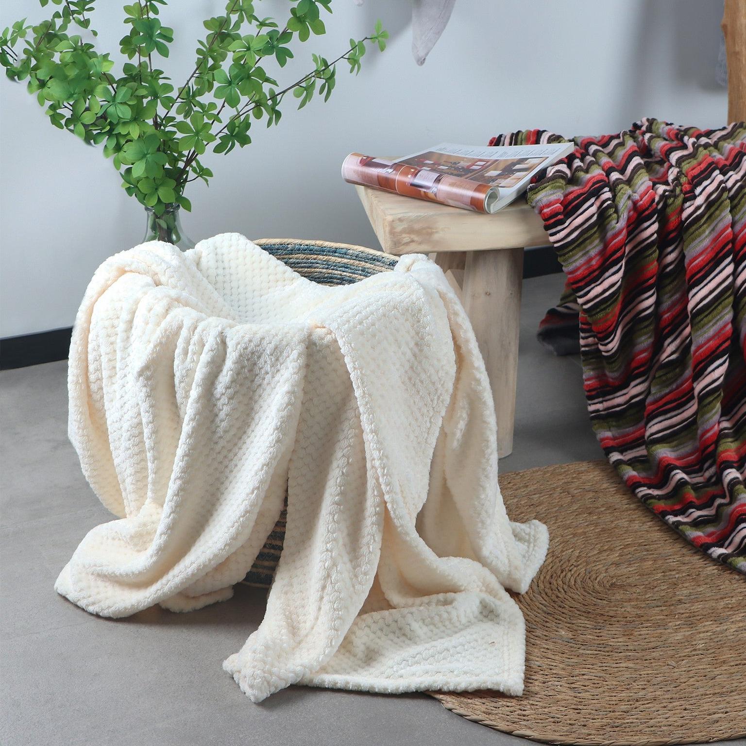 Chic Blanket Throw for Modern Layering — 100% Polyester, Soft & Neutral, Machine Washable | Lumuwala