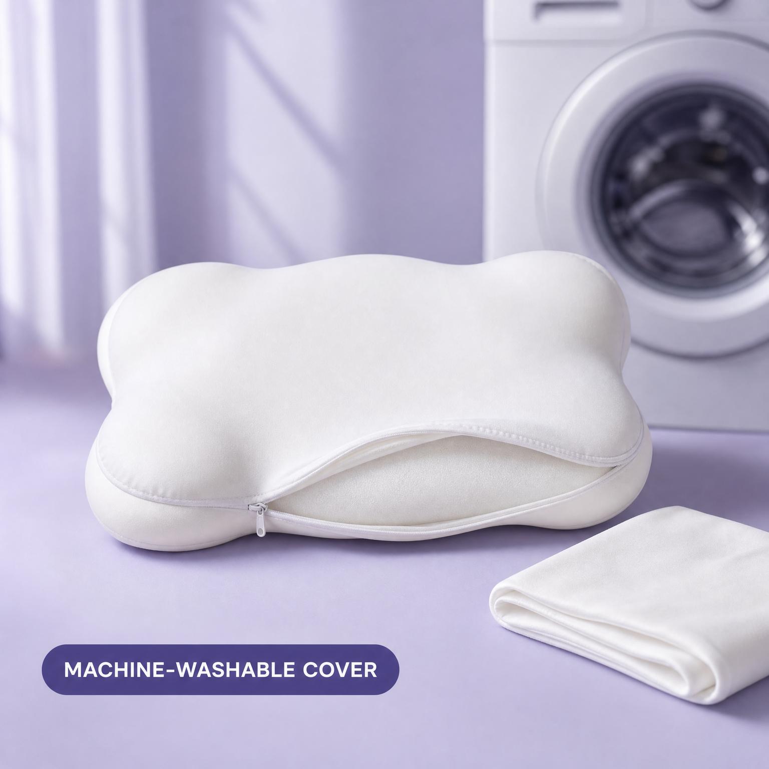 Removable washable cover on the Lumuwala Cloud Pillow