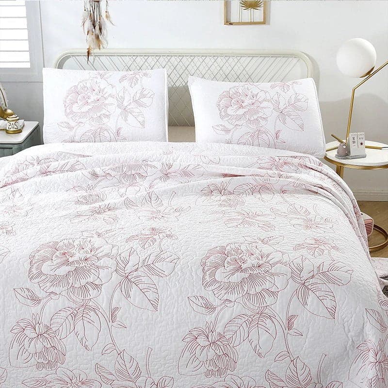 Lightweight Floral Bedding for Warm Sleepers — Jacquard Cotton Coverlet & Shams, Queen 90x90in | OEKO-TEX, Breathable — view 6