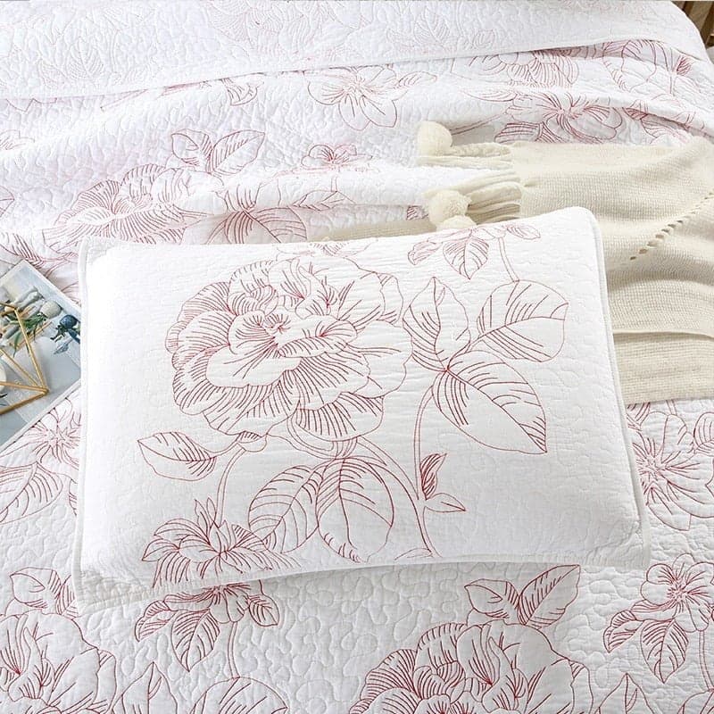 Lightweight Floral Bedding for Warm Sleepers — Jacquard Cotton Coverlet & Shams, Queen 90x90in | OEKO-TEX, Breathable — view 8