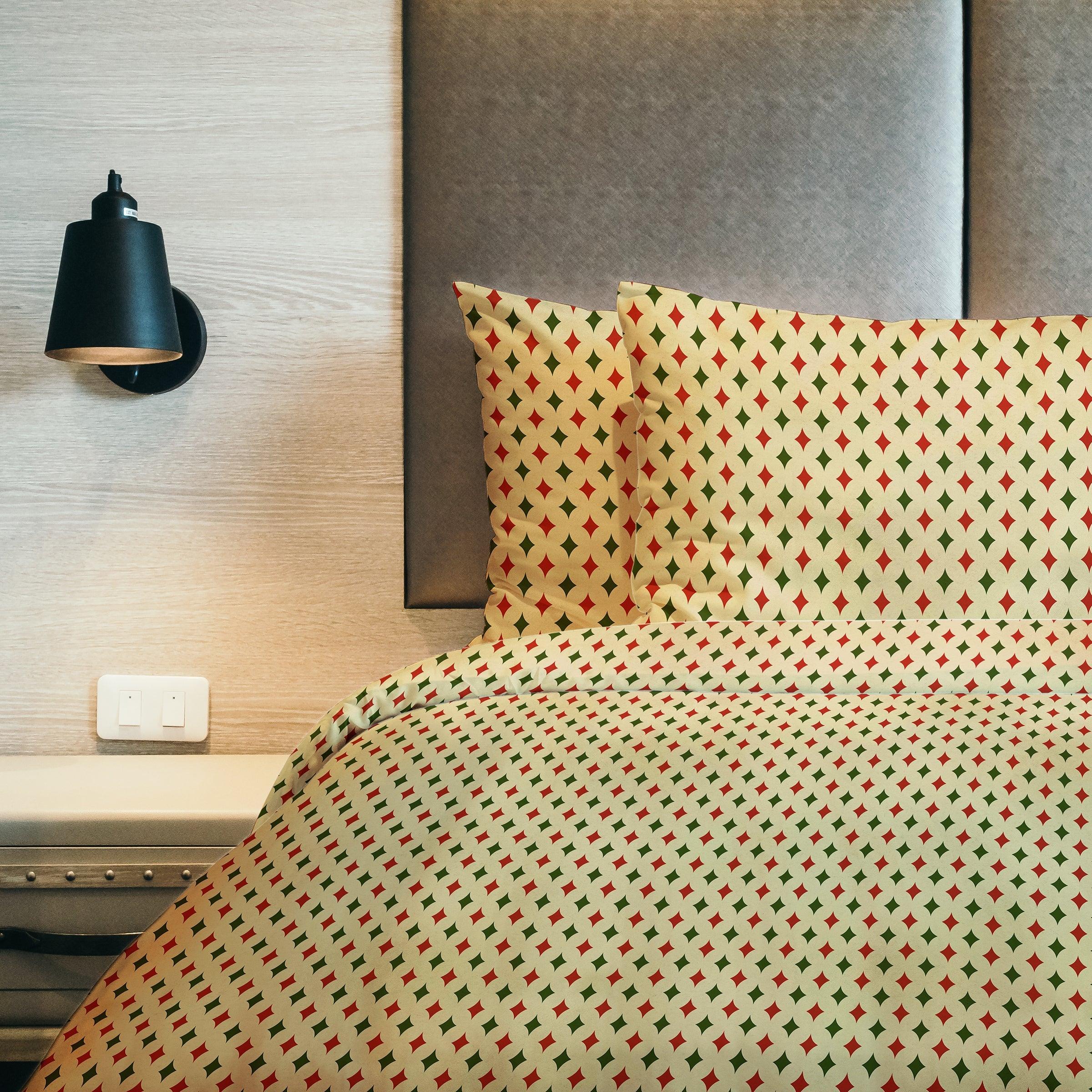 Vintage-Inspired Christmas Bedding Set — 100% Cotton Sateen, Antique Print, Queen 90x90in | OEKO-TEX, Heirloom Quality — view 4