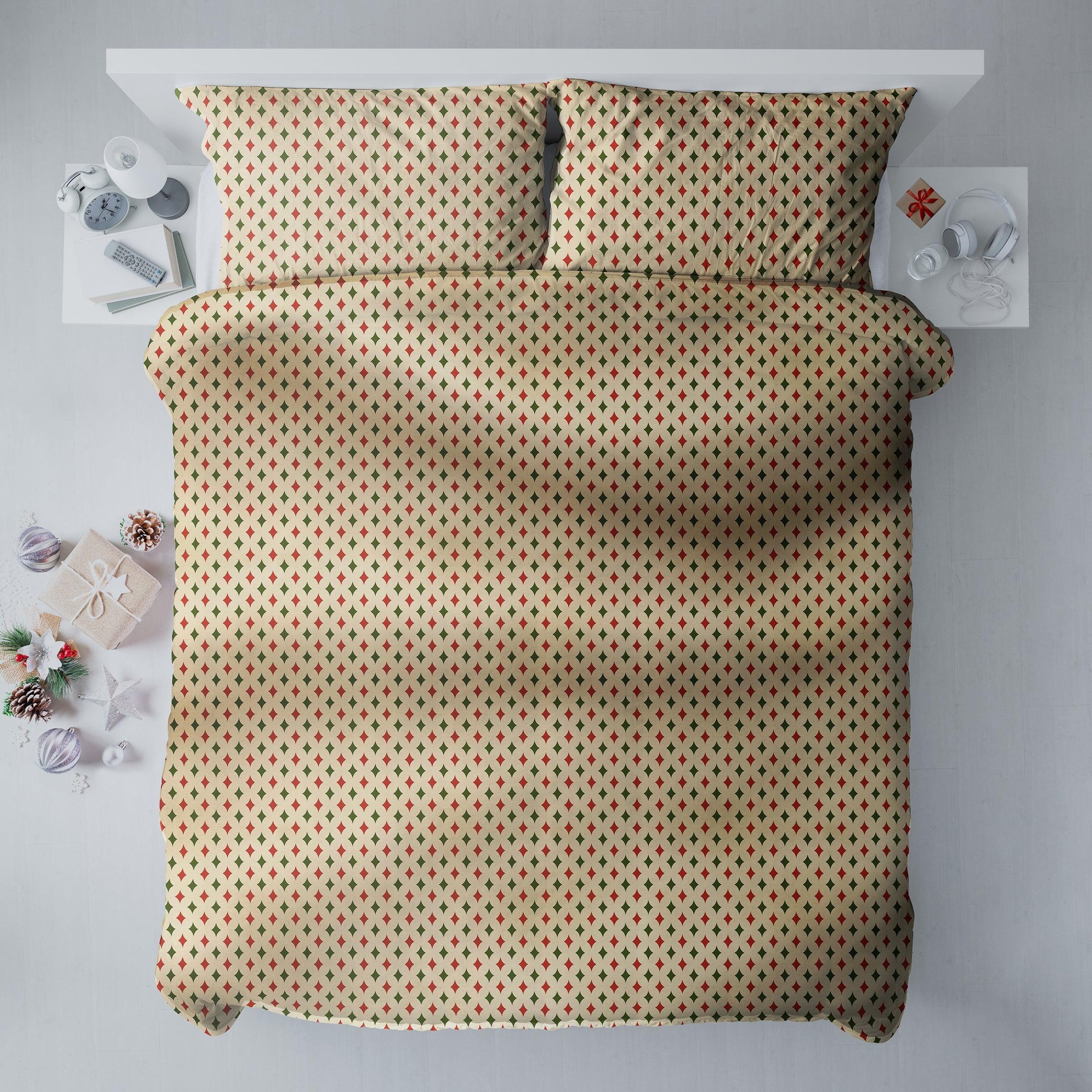 Vintage-Inspired Christmas Bedding Set — 100% Cotton Sateen, Antique Print, Queen 90x90in | OEKO-TEX, Heirloom Quality — view 5