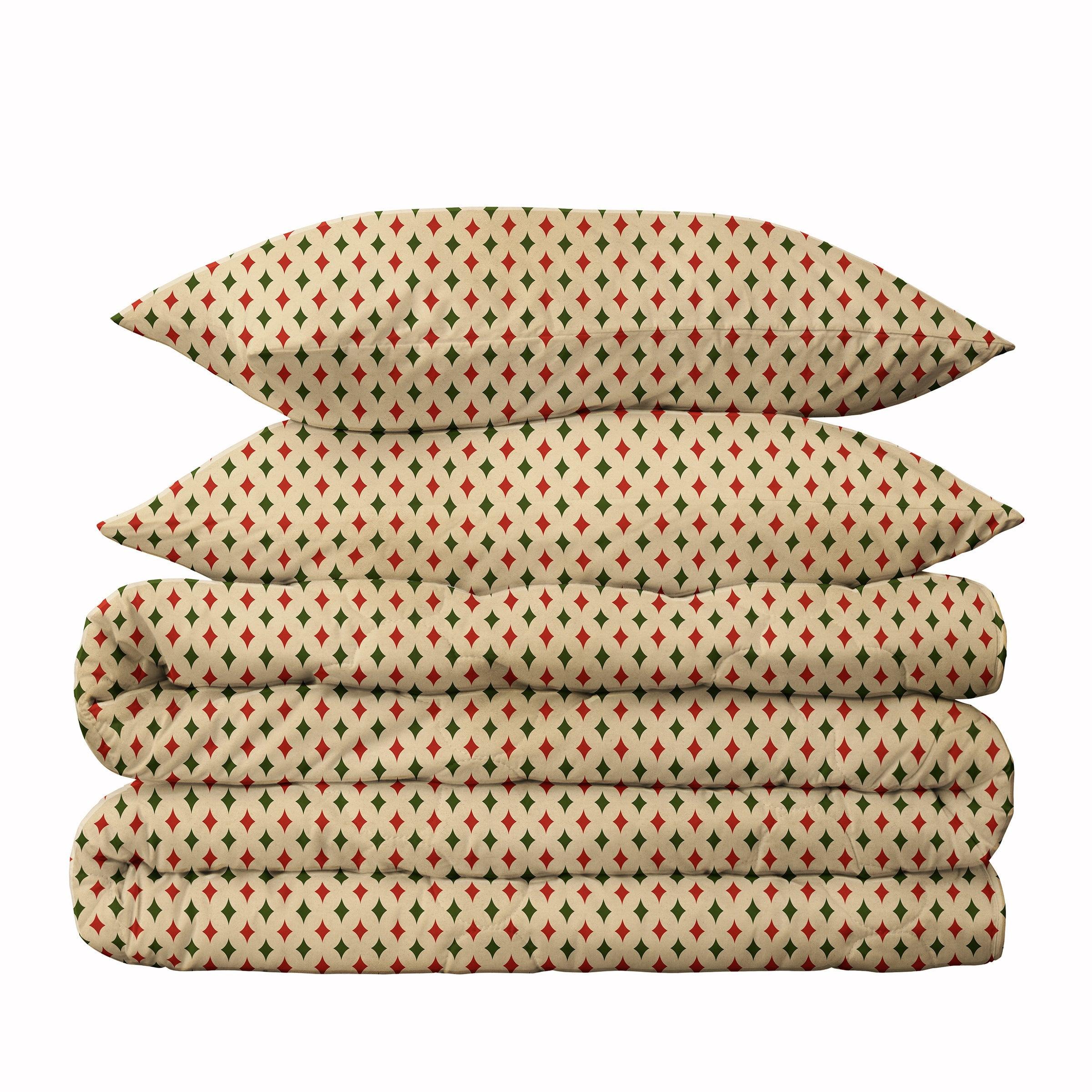 Vintage-Inspired Christmas Bedding Set — 100% Cotton Sateen, Antique Print, Queen 90x90in | OEKO-TEX, Heirloom Quality — view 9