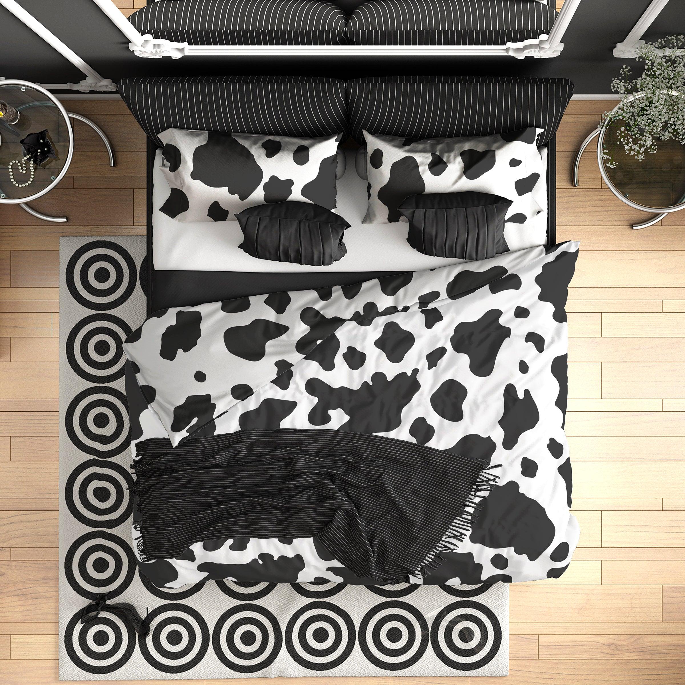 Playful Cow Print Duvet Cover Set — 200-Thread Count Cotton Percale, Queen 90x90in | OEKO-TEX, Machine Washable — view 1