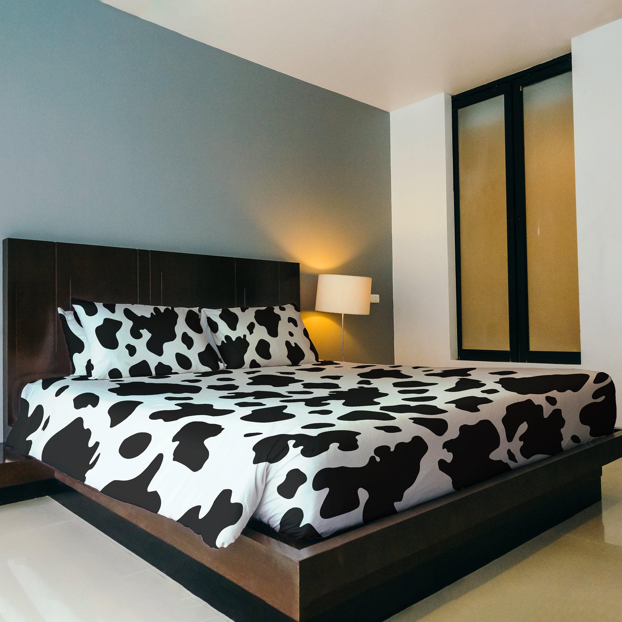 Playful Cow Print Duvet Cover Set — 200-Thread Count Cotton Percale, Queen 90x90in | OEKO-TEX, Machine Washable — view 2