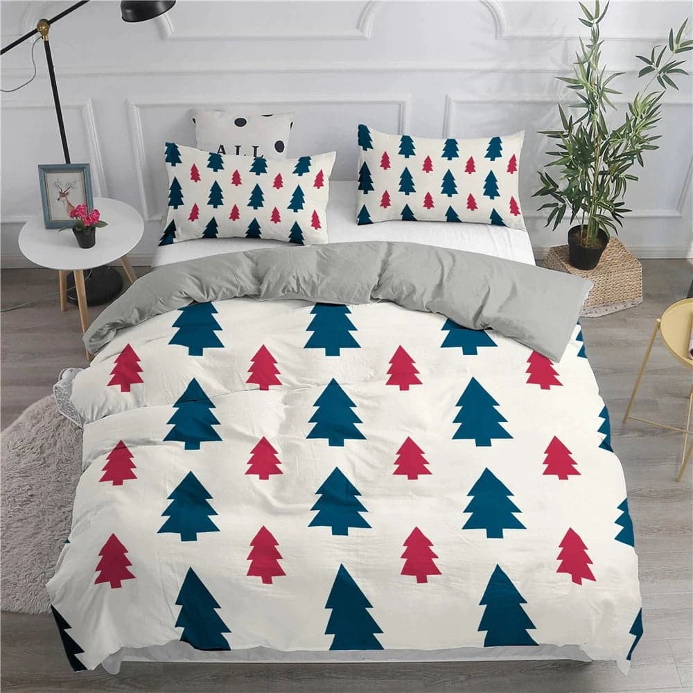 Festive Holiday Tree Duvet Cover — 300-Thread Count Cotton Percale, Full/Queen 90x90in | OEKO-TEX, Machine Washable — view 1