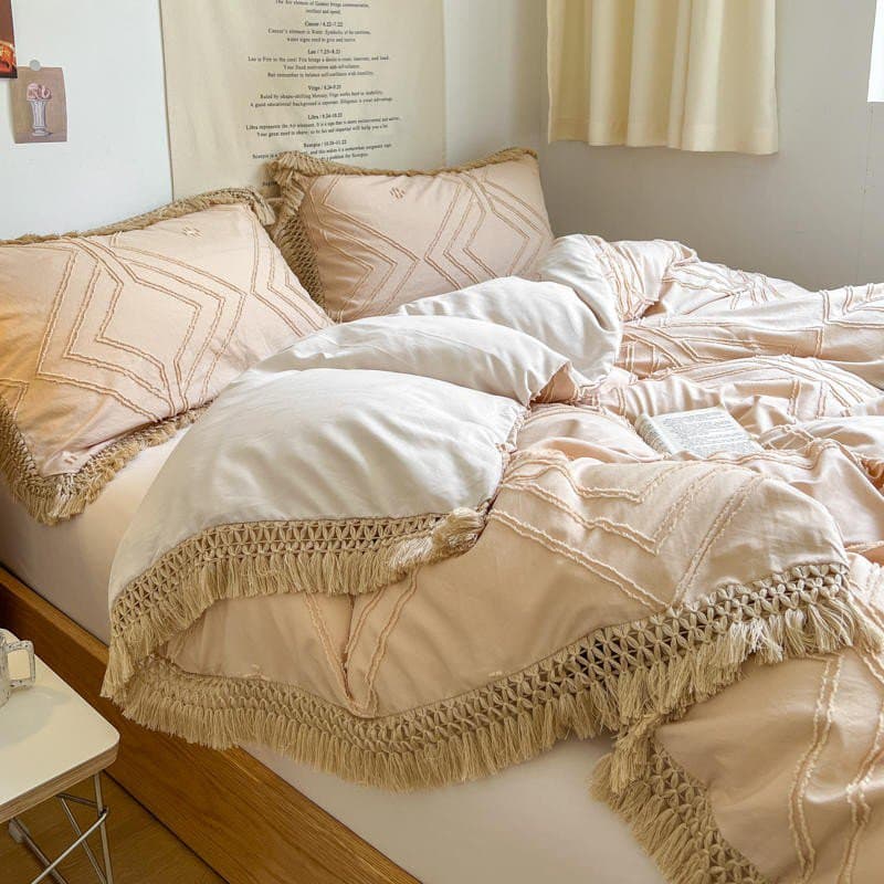 Bohemian Cotton Bedding Set with Tassel Details — 250-Thread Count Organic Cotton, Queen 90x90in | OEKO-TEX, Artisan — view 6