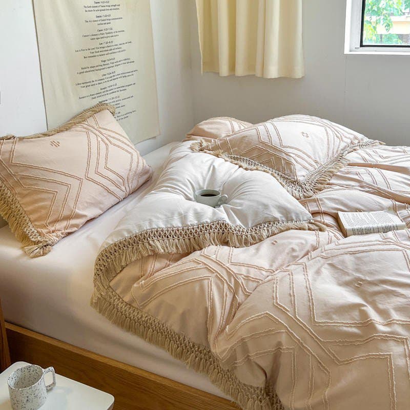Bohemian Cotton Bedding Set with Tassel Details — 250-Thread Count Organic Cotton, Queen 90x90in | OEKO-TEX, Artisan — view 7