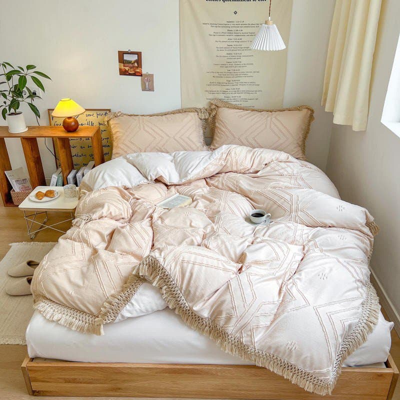 Bohemian Cotton Bedding Set with Tassel Details — 250-Thread Count Organic Cotton, Queen 90x90in | OEKO-TEX, Artisan — view 9
