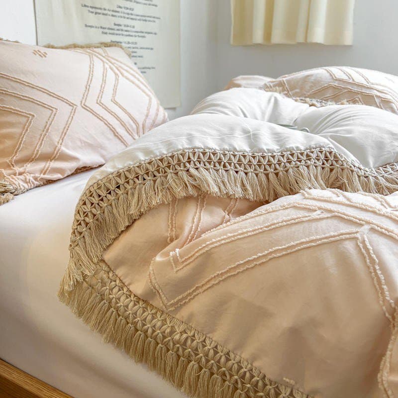 Bohemian Cotton Bedding Set with Tassel Details — 250-Thread Count Organic Cotton, Queen 90x90in | OEKO-TEX, Artisan — view 10