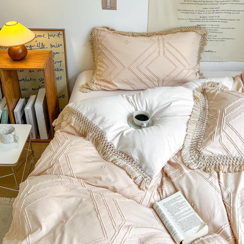 Bohemian Cotton Bedding Set with Tassel Details — 250-Thread Count Organic Cotton, Queen 90x90in | OEKO-TEX, Artisan — view 12