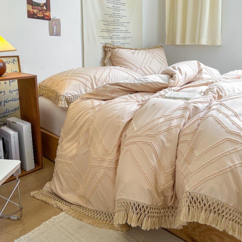 Bohemian Cotton Bedding Set with Tassel Details — 250-Thread Count Organic Cotton, Queen 90x90in | OEKO-TEX, Artisan — view 13