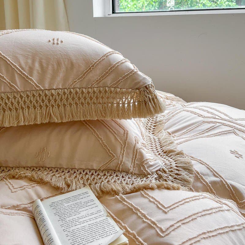 Bohemian Cotton Bedding Set with Tassel Details — 250-Thread Count Organic Cotton, Queen 90x90in | OEKO-TEX, Artisan — view 14