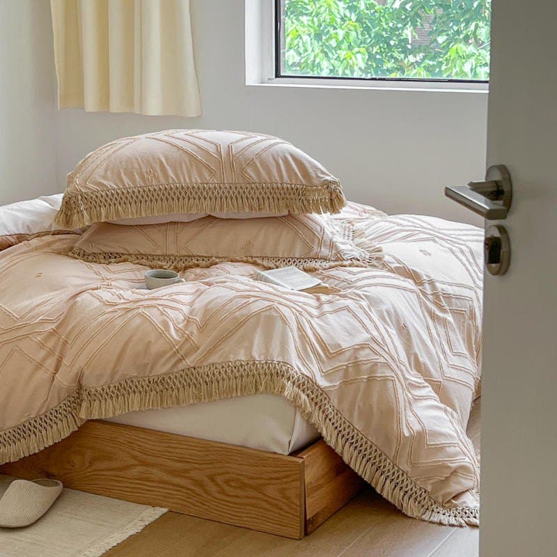 Bohemian Cotton Bedding Set with Tassel Details — 250-Thread Count Organic Cotton, Queen 90x90in | OEKO-TEX, Artisan — view 15