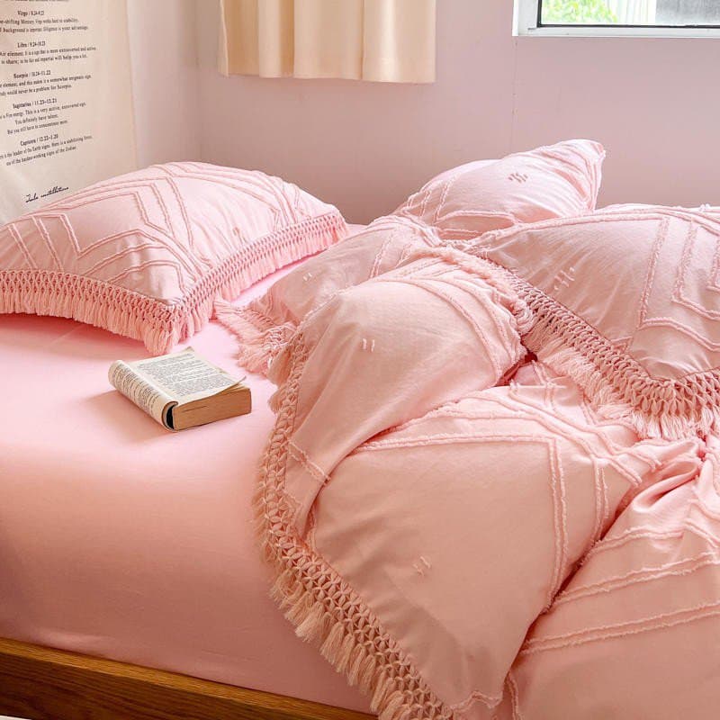 Bohemian Cotton Bedding Set with Tassel Details — 250-Thread Count Organic Cotton, Queen 90x90in | OEKO-TEX, Artisan — view 17