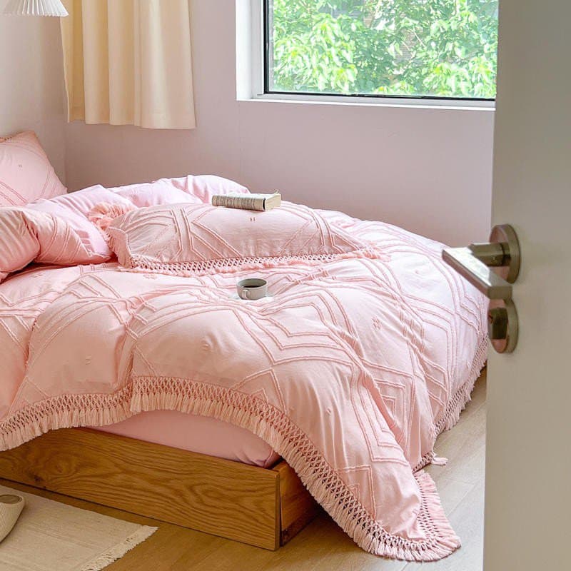 Bohemian Cotton Bedding Set with Tassel Details — 250-Thread Count Organic Cotton, Queen 90x90in | OEKO-TEX, Artisan — view 18
