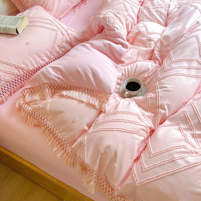 Bohemian Cotton Bedding Set with Tassel Details — 250-Thread Count Organic Cotton, Queen 90x90in | OEKO-TEX, Artisan — view 20