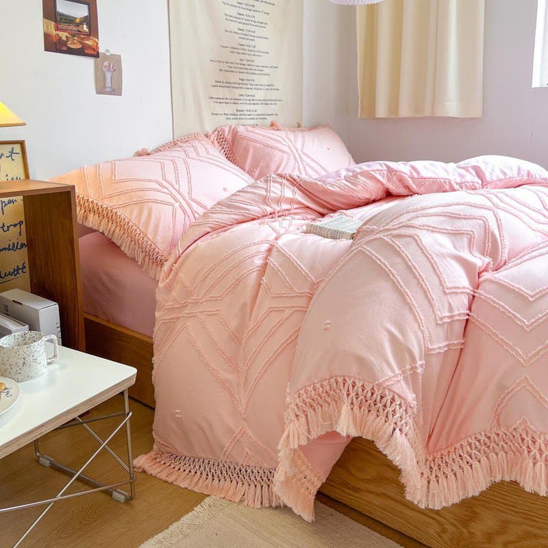 Bohemian Cotton Bedding Set with Tassel Details — 250-Thread Count Organic Cotton, Queen 90x90in | OEKO-TEX, Artisan — view 22