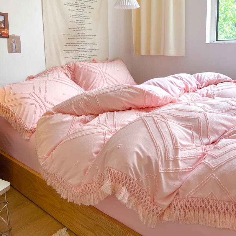 Bohemian Cotton Bedding Set with Tassel Details — 250-Thread Count Organic Cotton, Queen 90x90in | OEKO-TEX, Artisan — view 25