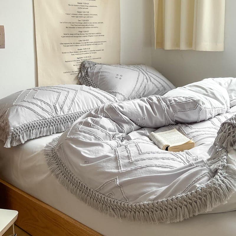 Bohemian Cotton Bedding Set with Tassel Details — 250-Thread Count Organic Cotton, Queen 90x90in | OEKO-TEX, Artisan — view 26