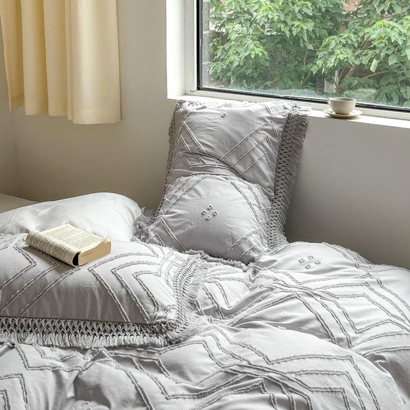 Bohemian Cotton Bedding Set with Tassel Details — 250-Thread Count Organic Cotton, Queen 90x90in | OEKO-TEX, Artisan — view 27