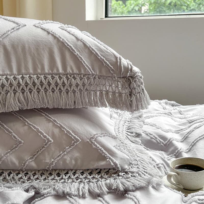 Bohemian Cotton Bedding Set with Tassel Details — 250-Thread Count Organic Cotton, Queen 90x90in | OEKO-TEX, Artisan — view 28
