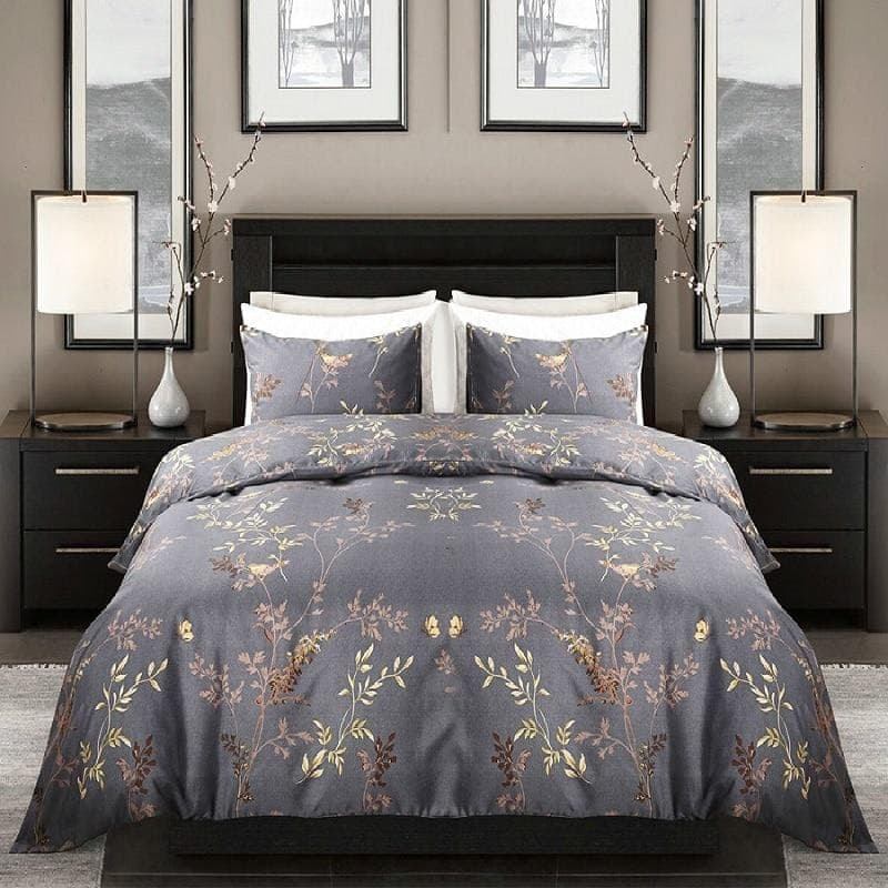 Floral Duvet Cover Set with Bright Blossoms — 250-Thread Count Cotton Sateen, Queen 90x90in | OEKO-TEX, Vibrant Print — view 1
