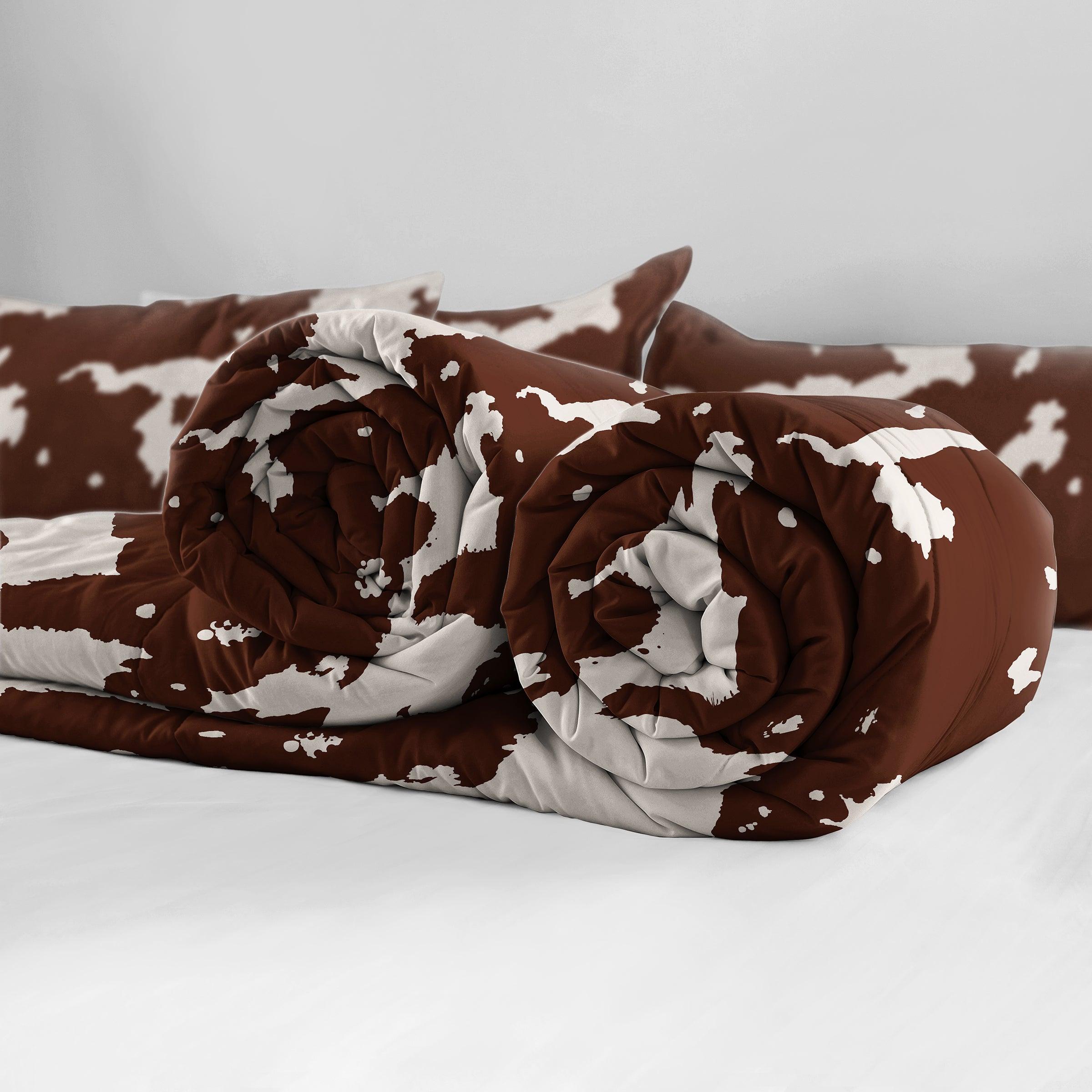 Brown Cow Hide Pattern Duvet Cover Set — 250-Thread Count Cotton Sateen, Queen 90x90in | OEKO-TEX, Premium — view 2