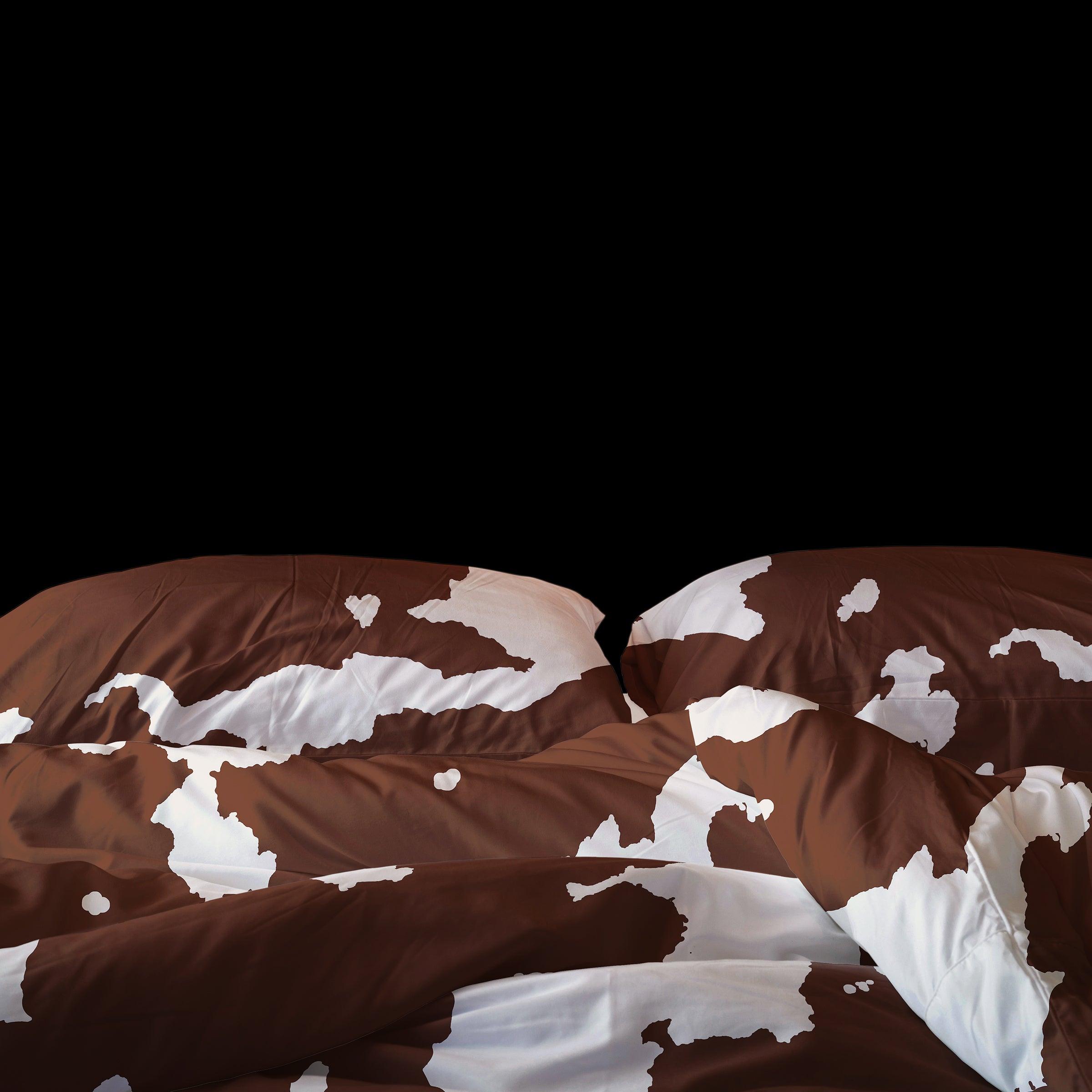 Brown Cow Hide Pattern Duvet Cover Set — 250-Thread Count Cotton Sateen, Queen 90x90in | OEKO-TEX, Premium — view 3