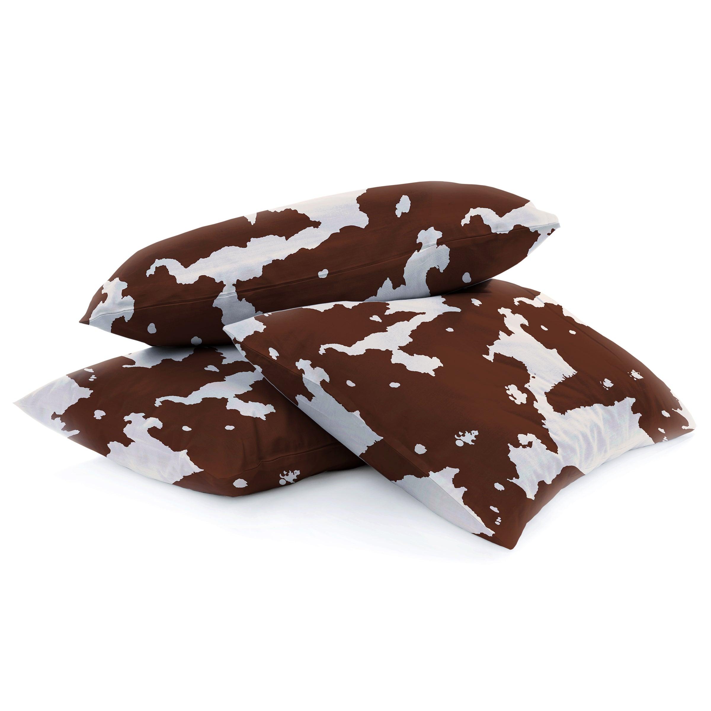 Brown Cow Hide Pattern Duvet Cover Set — 250-Thread Count Cotton Sateen, Queen 90x90in | OEKO-TEX, Premium — view 4