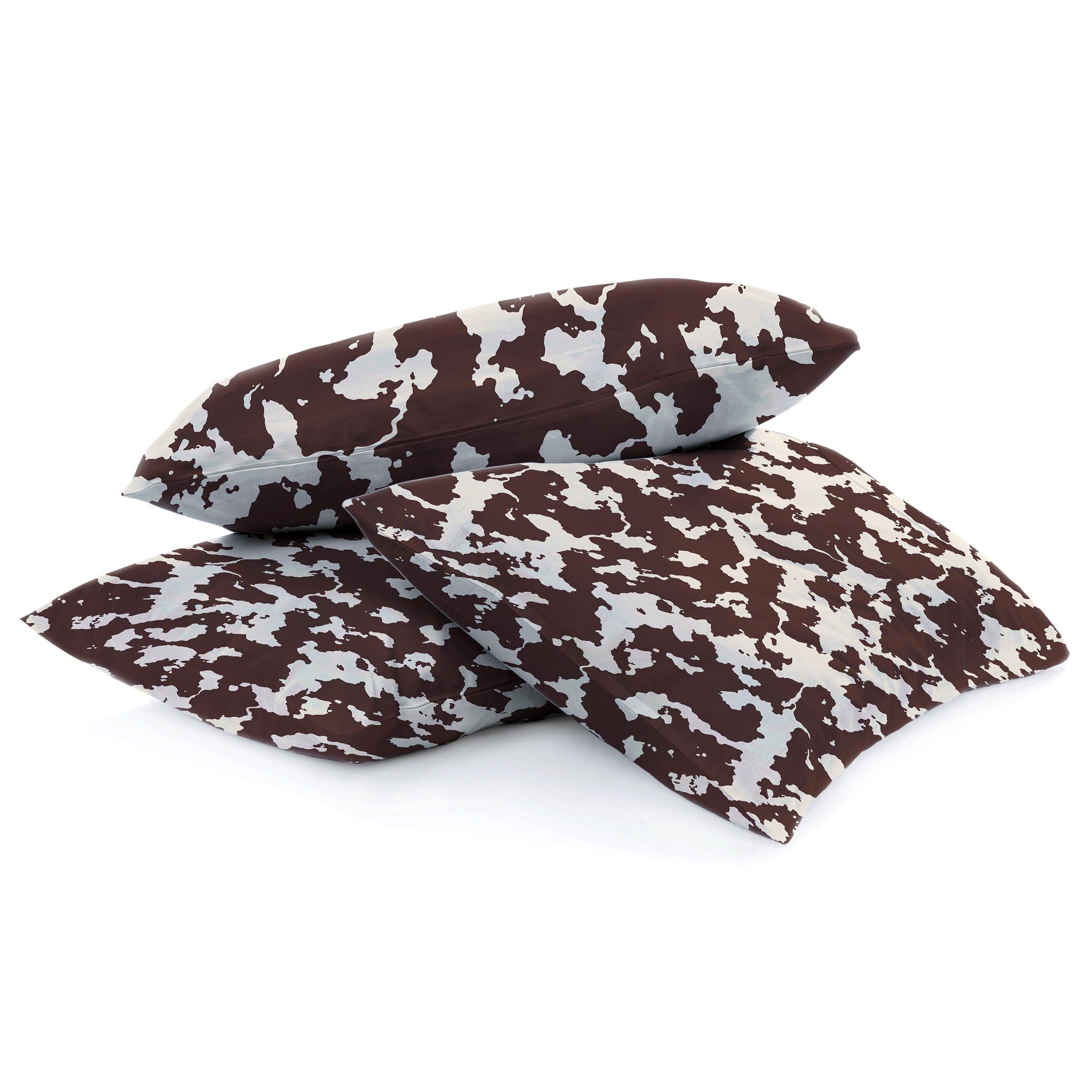 Brown Cow Print Duvet Cover Set — 200-Thread Count Cotton Percale, Queen 90x90in | OEKO-TEX, Playful Design — view 5