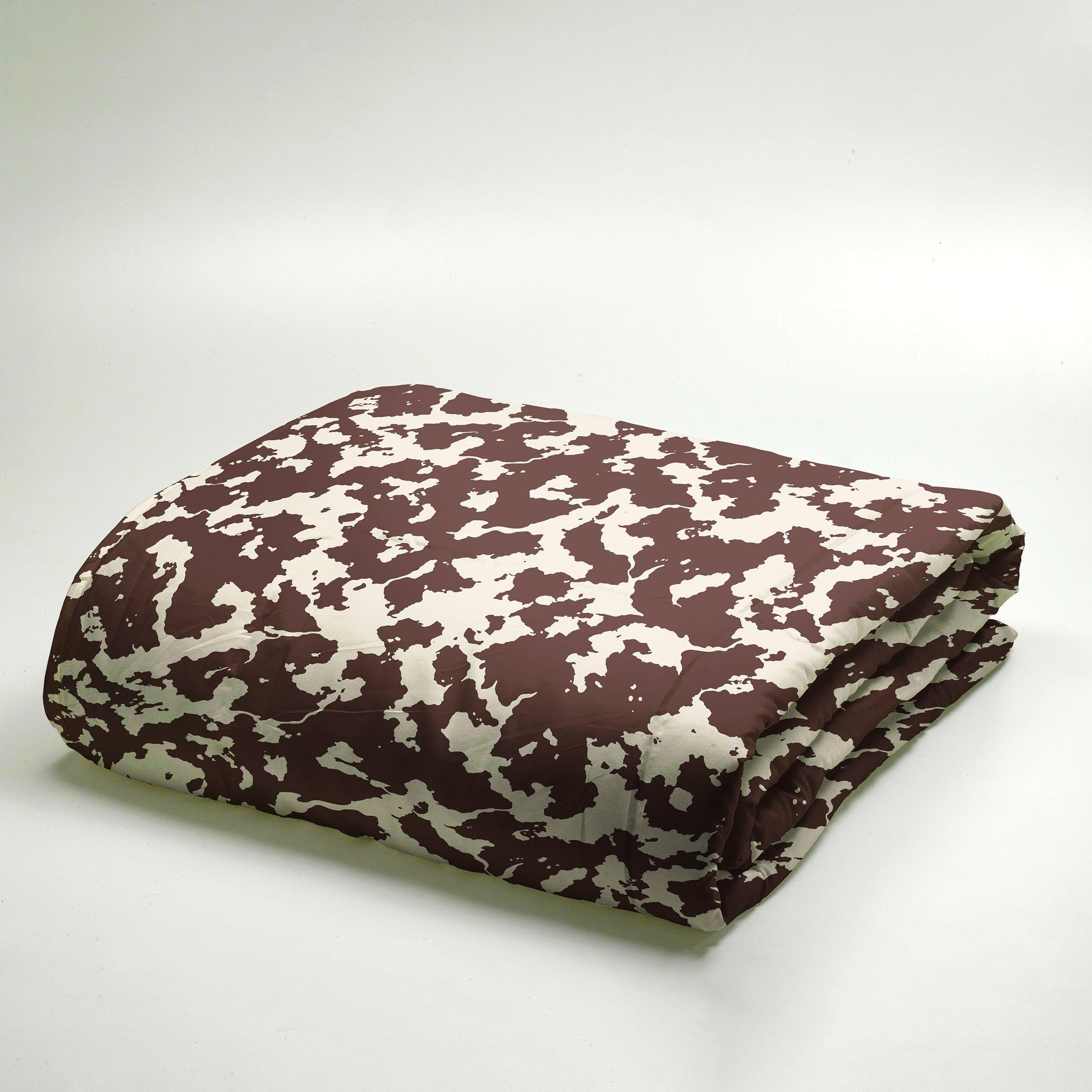 Brown Cow Print Duvet Cover Set — 200-Thread Count Cotton Percale, Queen 90x90in | OEKO-TEX, Playful Design — view 6