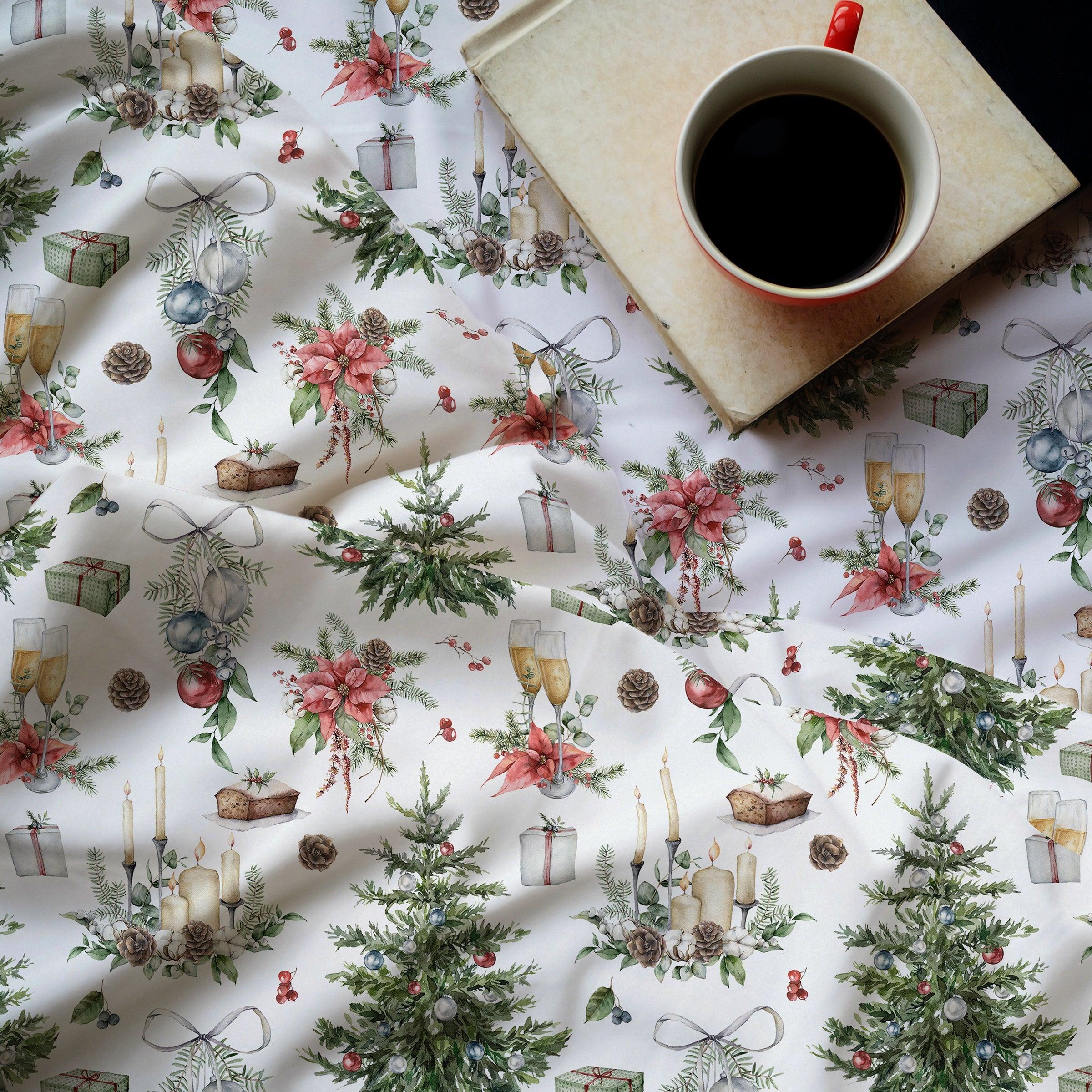 Watercolor Christmas Duvet Cover Set — 250-Thread Count Cotton Sateen, Queen 90x90in | OEKO-TEX, Artistic Print — view 3