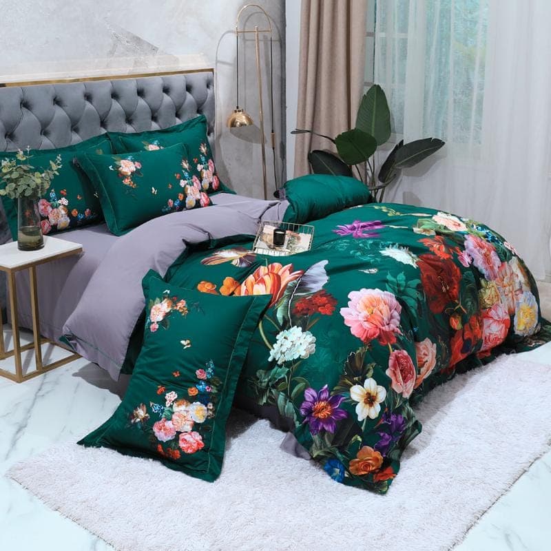Emerald Canvas Duvet Cover Set for Bold Style — Rich Color, Cotton Canvas, Queen 90x90in | Durable, Artist Collaboration — view 1