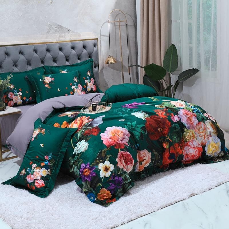 Emerald Canvas Duvet Cover Set for Bold Style — Rich Color, Cotton Canvas, Queen 90x90in | Durable, Artist Collaboration — view 2