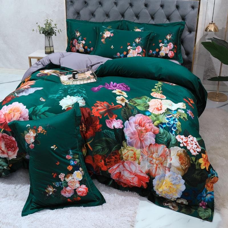 Emerald Canvas Duvet Cover Set for Bold Style — Rich Color, Cotton Canvas, Queen 90x90in | Durable, Artist Collaboration — view 3