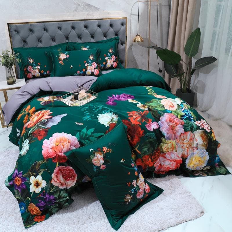 Emerald Canvas Duvet Cover Set for Bold Style — Rich Color, Cotton Canvas, Queen 90x90in | Durable, Artist Collaboration — view 4