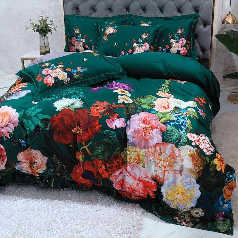 Emerald Canvas Duvet Cover Set for Bold Style — Rich Color, Cotton Canvas, Queen 90x90in | Durable, Artist Collaboration — view 5
