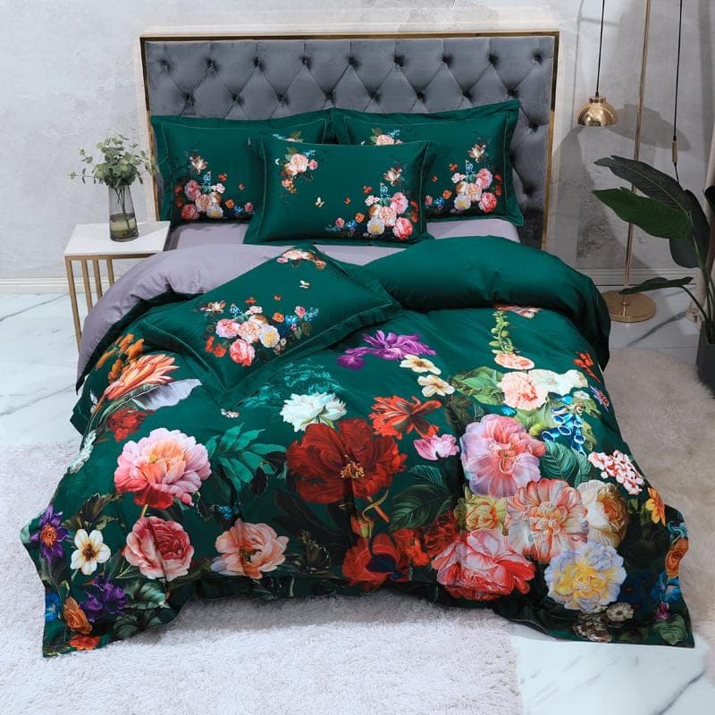 Emerald Canvas Duvet Cover Set for Bold Style — Rich Color, Cotton Canvas, Queen 90x90in | Durable, Artist Collaboration — view 6