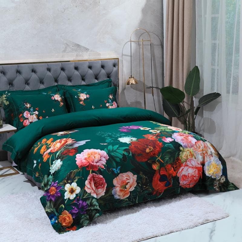 Emerald Canvas Duvet Cover Set for Bold Style — Rich Color, Cotton Canvas, Queen 90x90in | Durable, Artist Collaboration — view 7