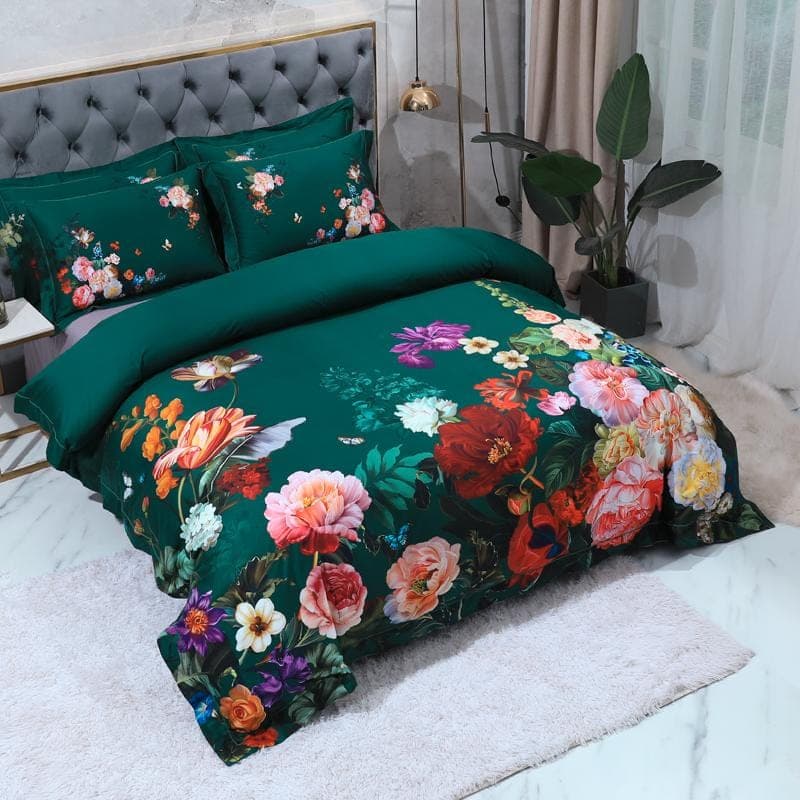 Emerald Canvas Duvet Cover Set for Bold Style — Rich Color, Cotton Canvas, Queen 90x90in | Durable, Artist Collaboration — view 8