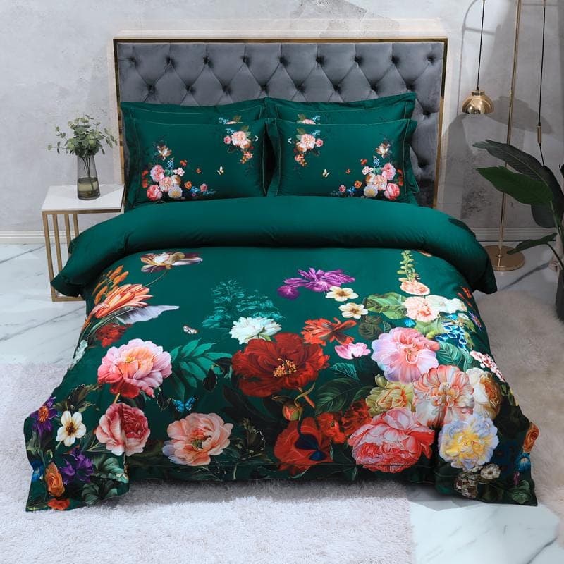 Emerald Canvas Duvet Cover Set for Bold Style — Rich Color, Cotton Canvas, Queen 90x90in | Durable, Artist Collaboration — view 9