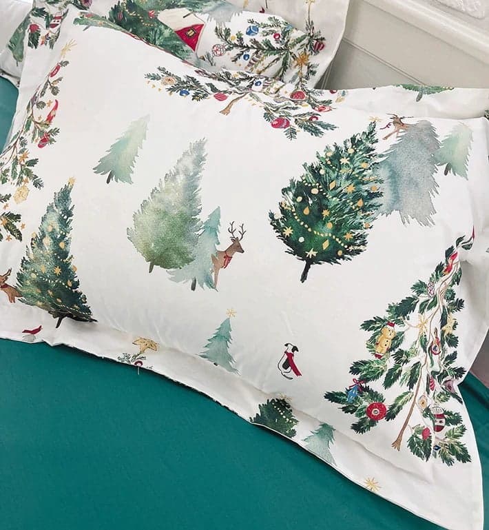 Evergreen Spruce Duvet Cover Set for Nature-Inspired Comfort — Rich Green Cotton, Seasonal Design, Queen 90x90in | OEKO-TEX, Versatile