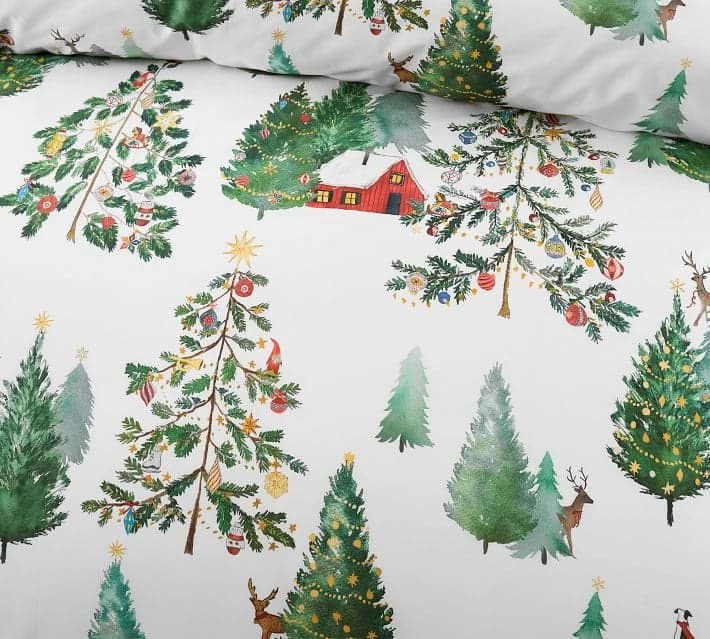 Evergreen Spruce Duvet Cover Set for Nature-Inspired Comfort — Rich Green Cotton, Seasonal Design, Queen 90x90in | OEKO-TEX, Versatile — view 2