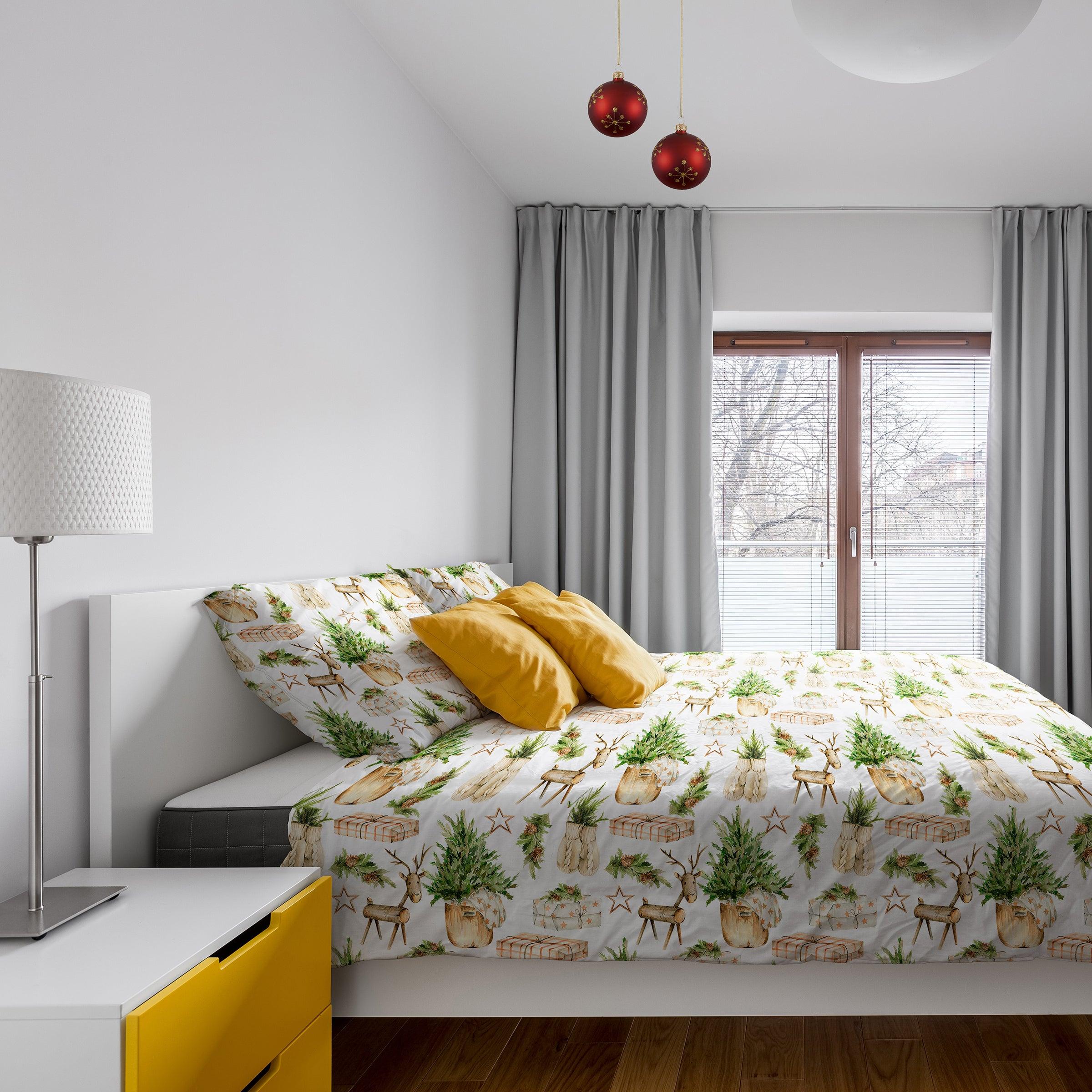 Holiday Duvet Cover Set with Reindeer Design — Festive Polyester, Full/Queen/King Reversible | Lumuwala — view 5