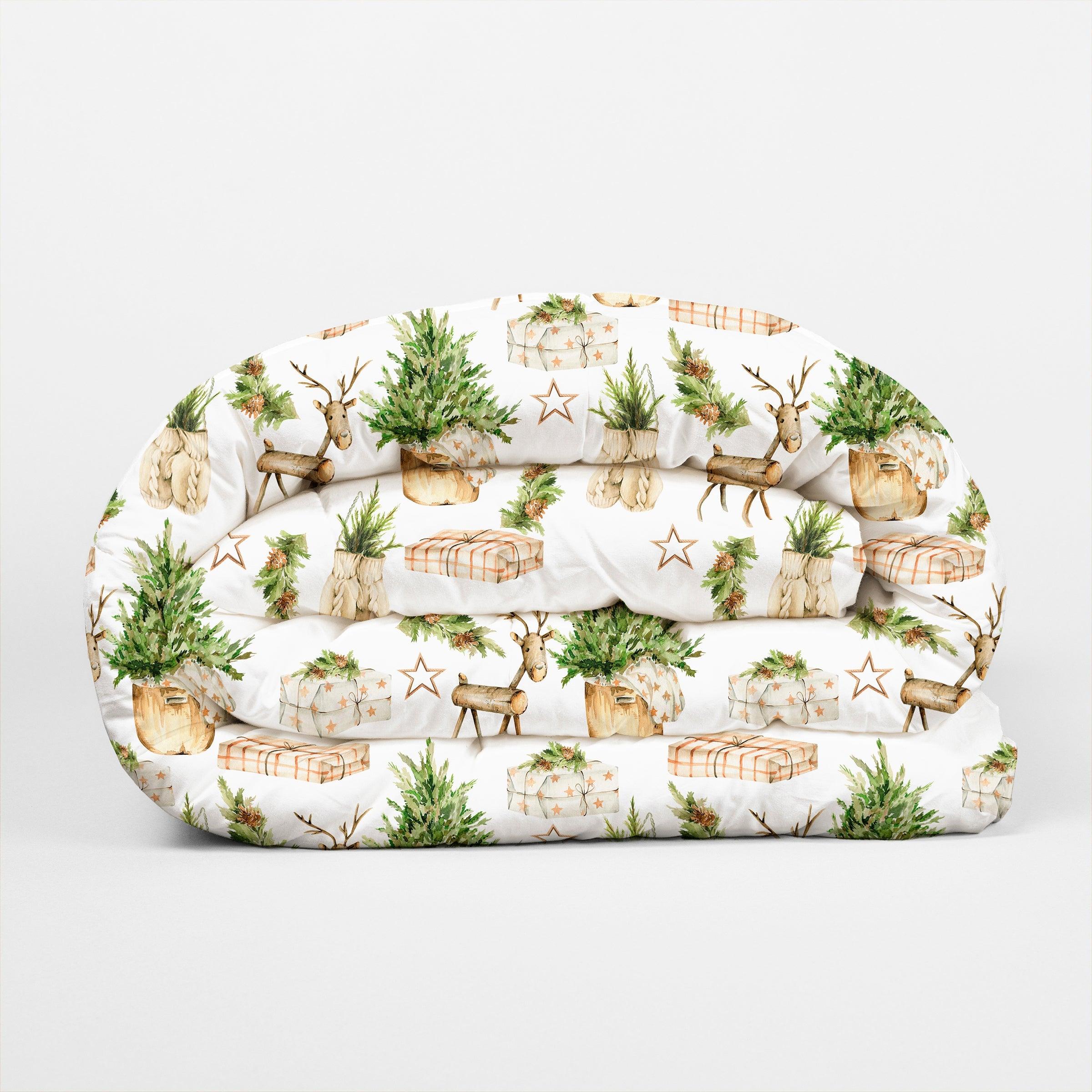 Holiday Duvet Cover Set with Reindeer Design — Festive Polyester, Full/Queen/King Reversible | Lumuwala — view 6