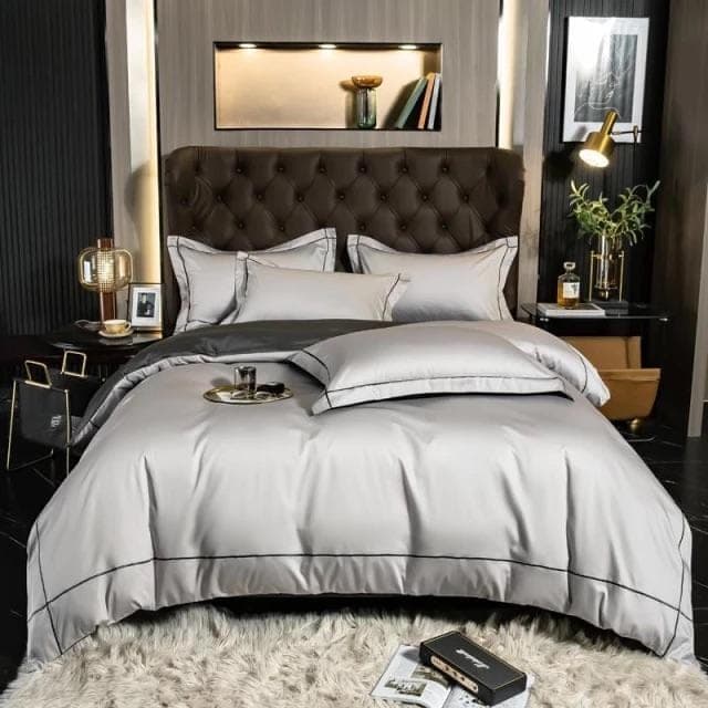 Premium Egyptian Cotton Duvet Cover Set — Lisbon Design, Sateen Weave, Full/Queen/King | Lumuwala — view 8