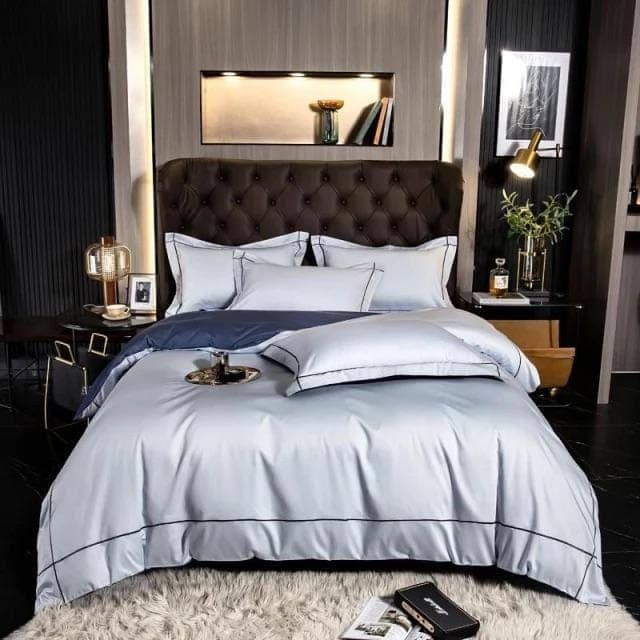 Premium Egyptian Cotton Duvet Cover Set — Lisbon Design, Sateen Weave, Full/Queen/King | Lumuwala — view 15