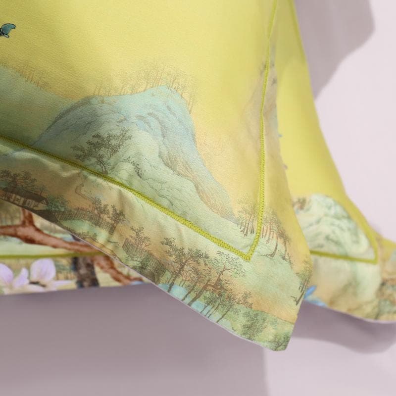 Lime Green Duvet Cover Set for Bedroom Refresh — Mandarin Design, Egyptian Cotton, Queen/King | Lumuwala — view 12