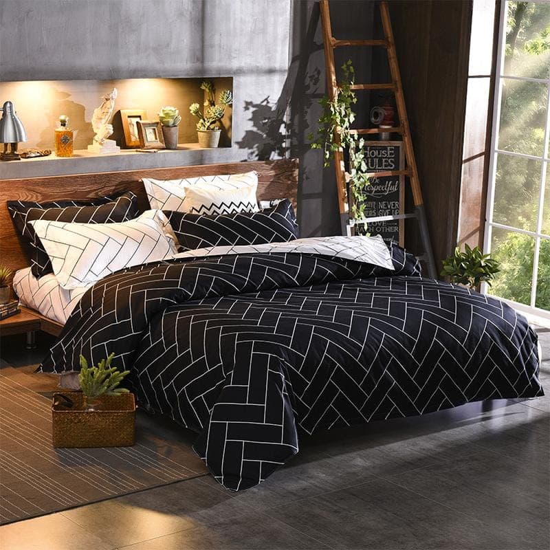Nordic Duvet Cover Set with Contrast Design — Modern Pattern, Soft Finish, Full/Queen/King | Lumuwala — view 5